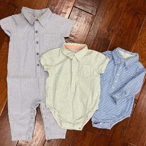 Toddler Striped and Checkered Button Down Shirts and Gingham Outfit